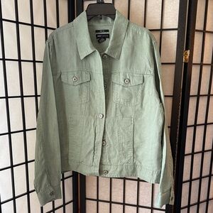 Jones New York Light Sage Green Linen Jacket size Large